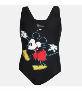 Girl's Disney Mickey Mouse One Piece Swimwear - Trooper Logo Black & White