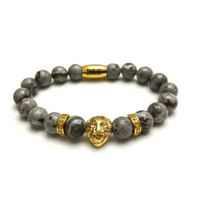 Gold Lion & Grey Stones Bracelet