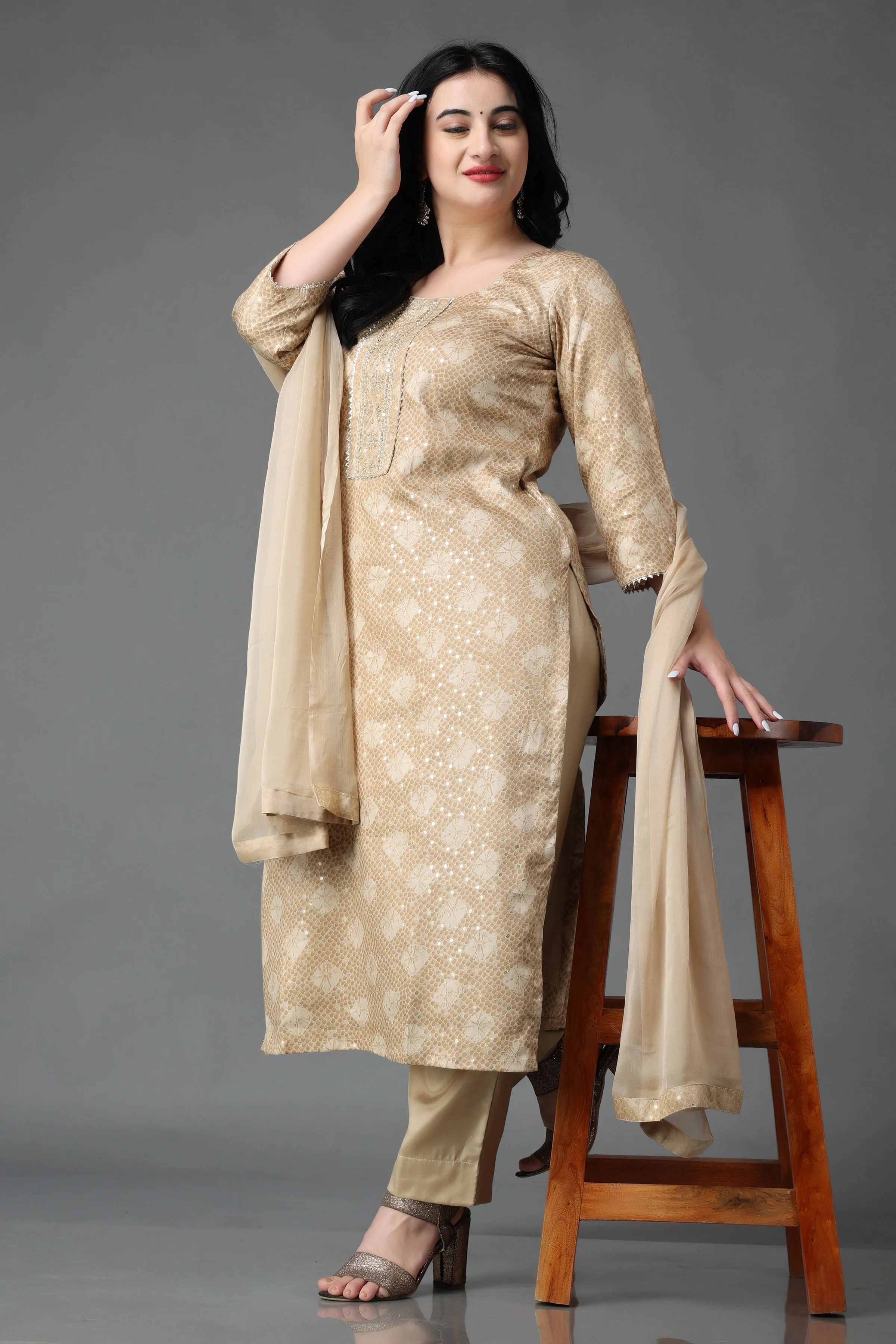 Golden Memories Modal Suit With Handwork