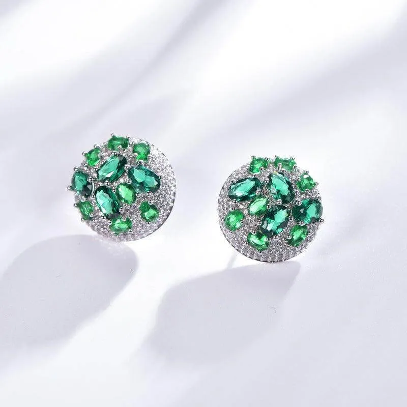 Halo Emerald Green Stud Earrings