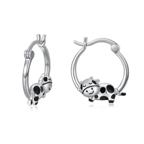 Hypoallergenic Panda/Cow/Koala/Turtle Hoop Earrings for Women 925 Sterling Silver Animal Hoop Earrings Jewelry Gifts