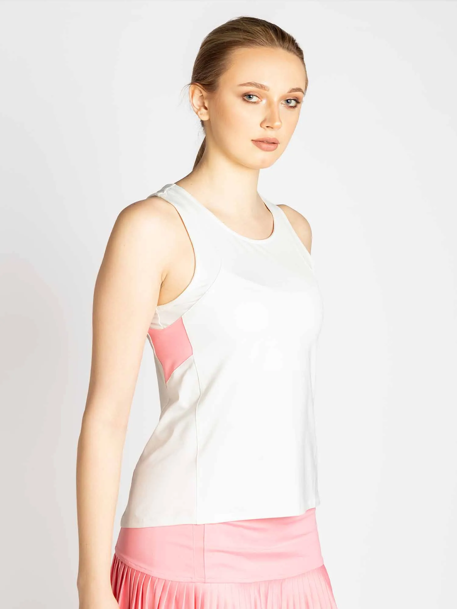 in Motion Color-Blocked Racerback Tank - Vapor/Plumeria