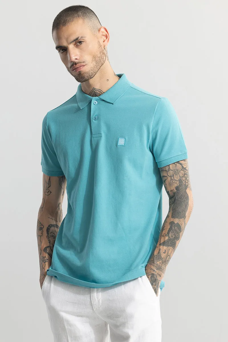 Incise Logo Aqua Blue Polo T-Shirt