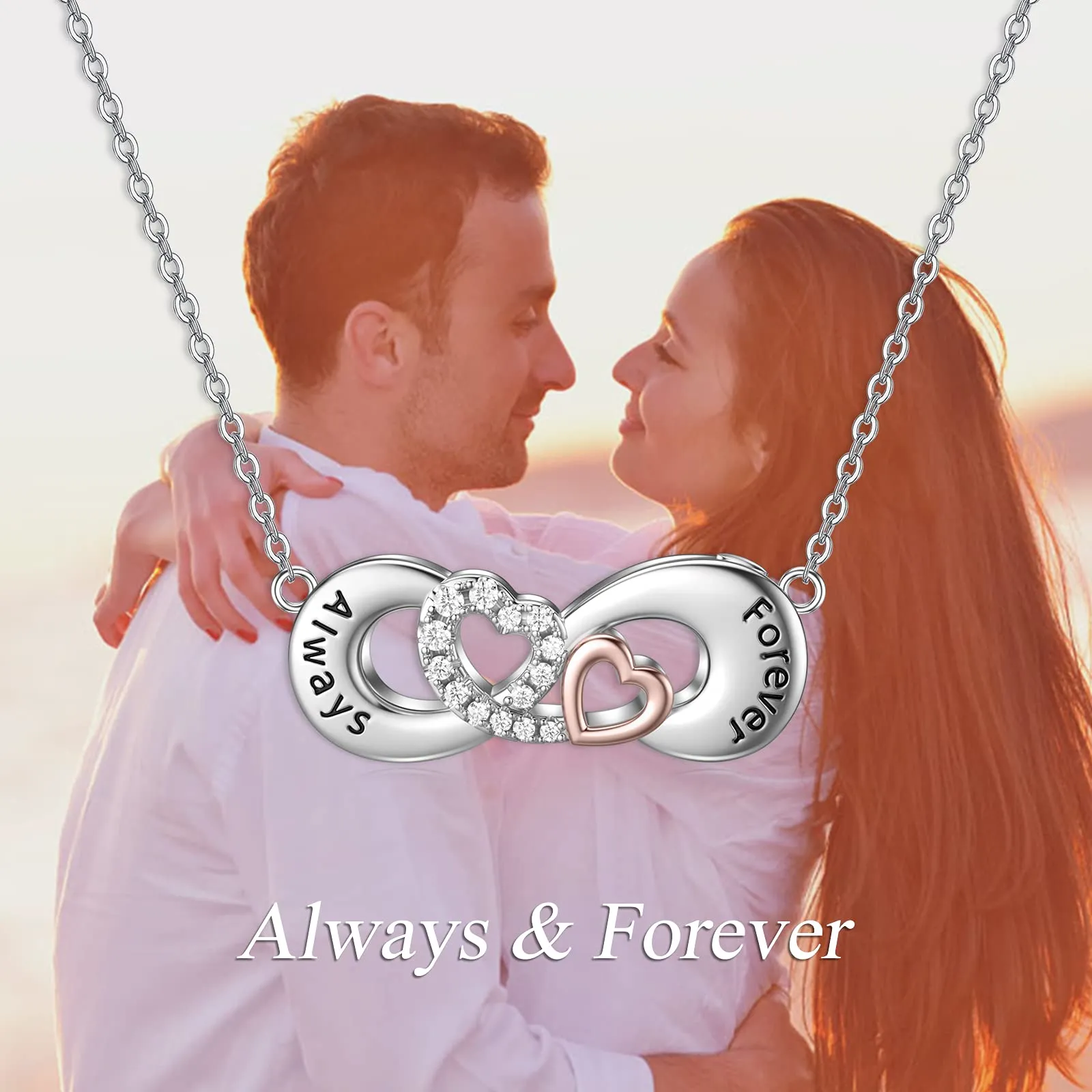 Infinity Cremation Urn Necklace for Ashes 925 Sterling Silver Always & Forever Heart Jewelry Keepsake Memorial Locket for Women