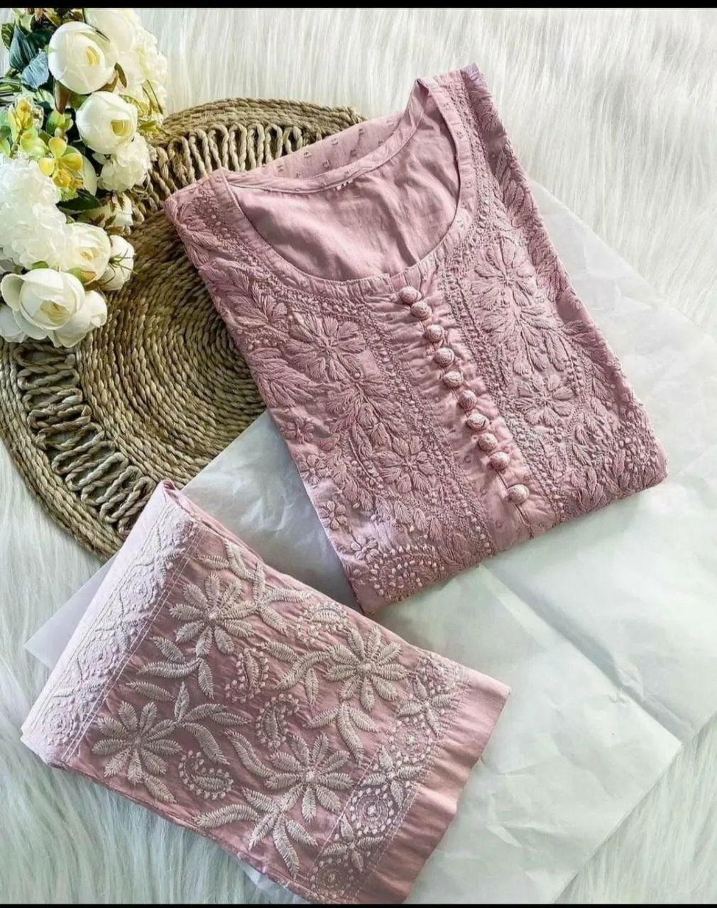 Isha Crochet Dobi Chikankari Co-Ord Set