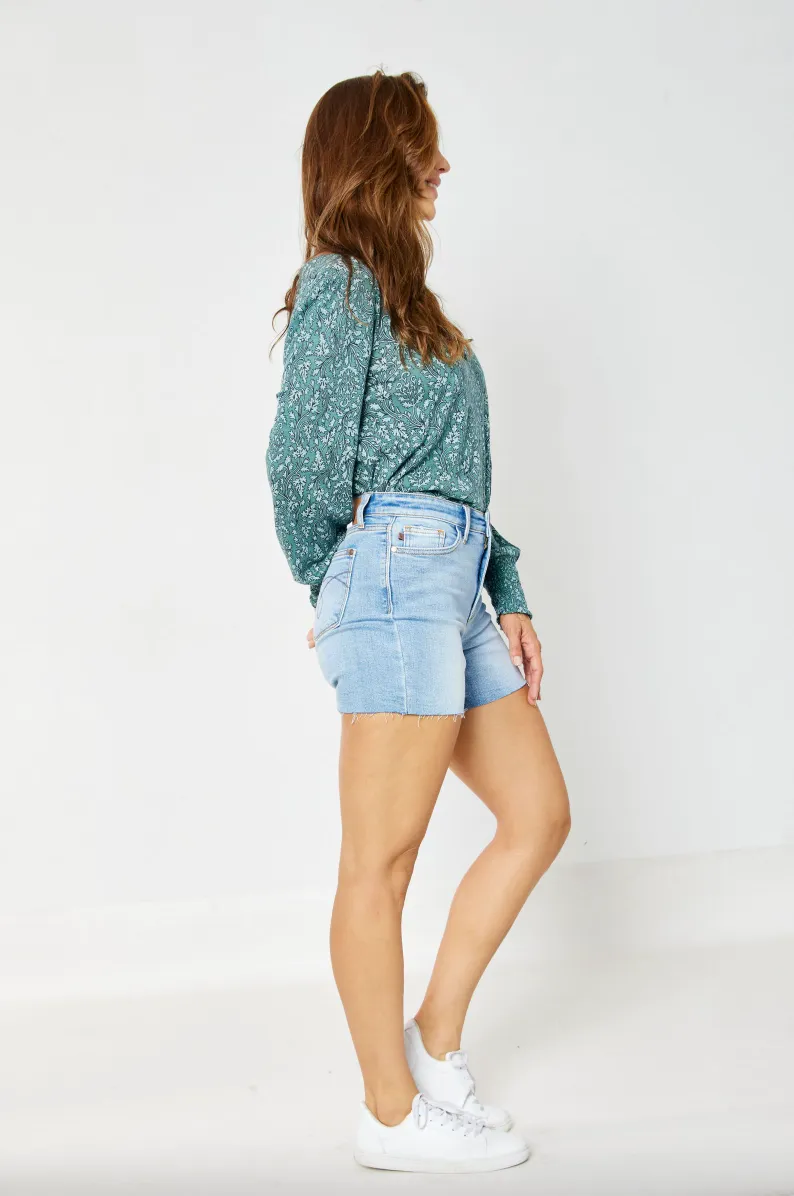 Judy Blue Light Raw Hem Shorts