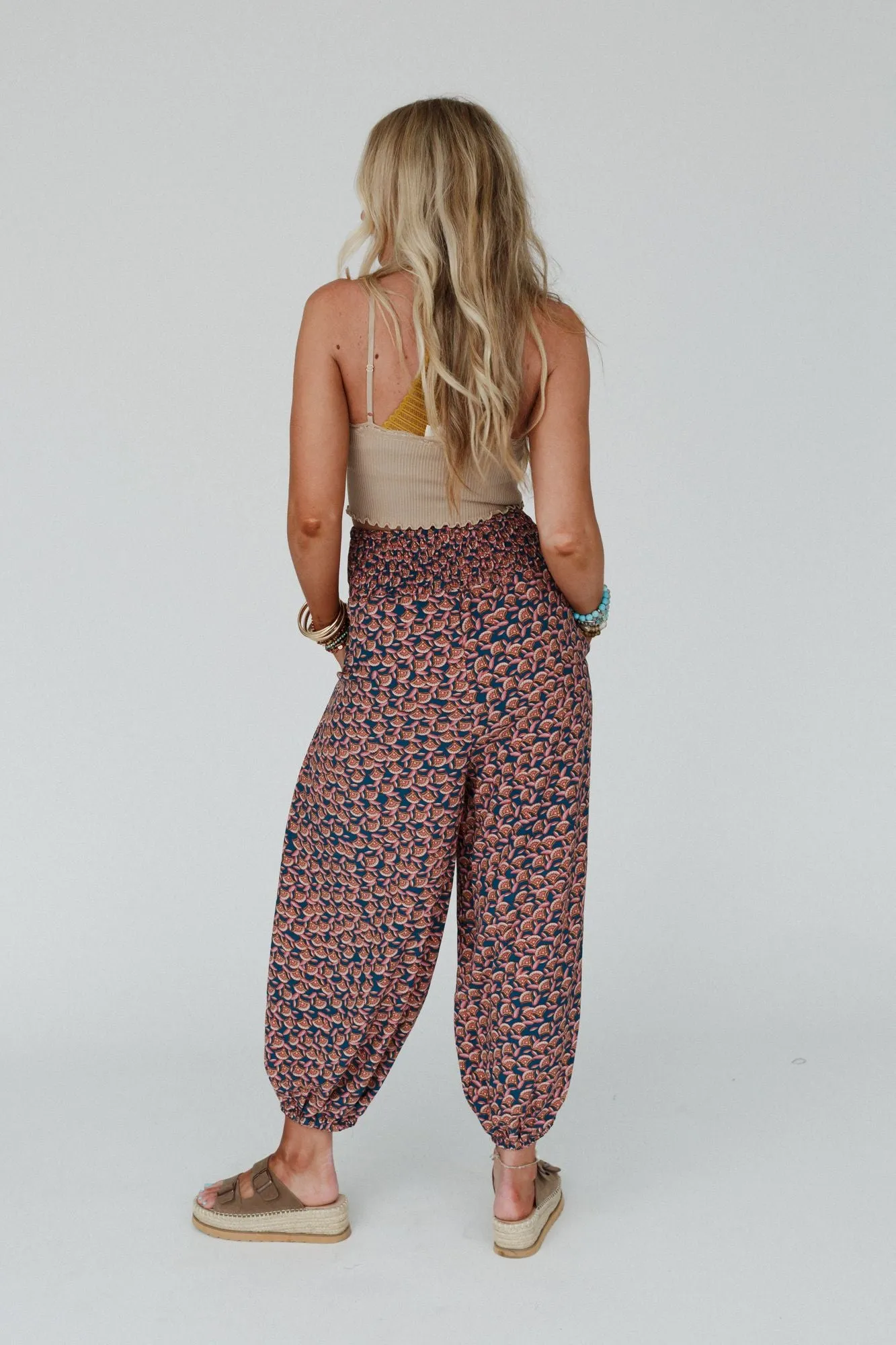 Jungle Mirage Smocked Pant - Teal