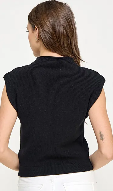 Kade Power-Shoulder Top in Black