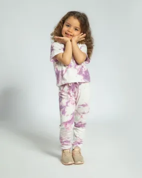 Kids Purple Tie Dye Pants Set