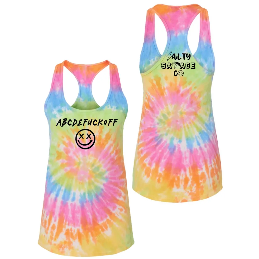 Ladies “ABCDEFUCKOFF” Racerback Tank | Tie Dye