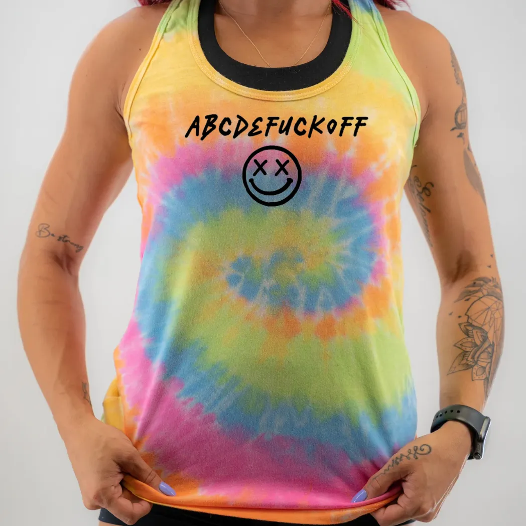 Ladies “ABCDEFUCKOFF” Racerback Tank | Tie Dye