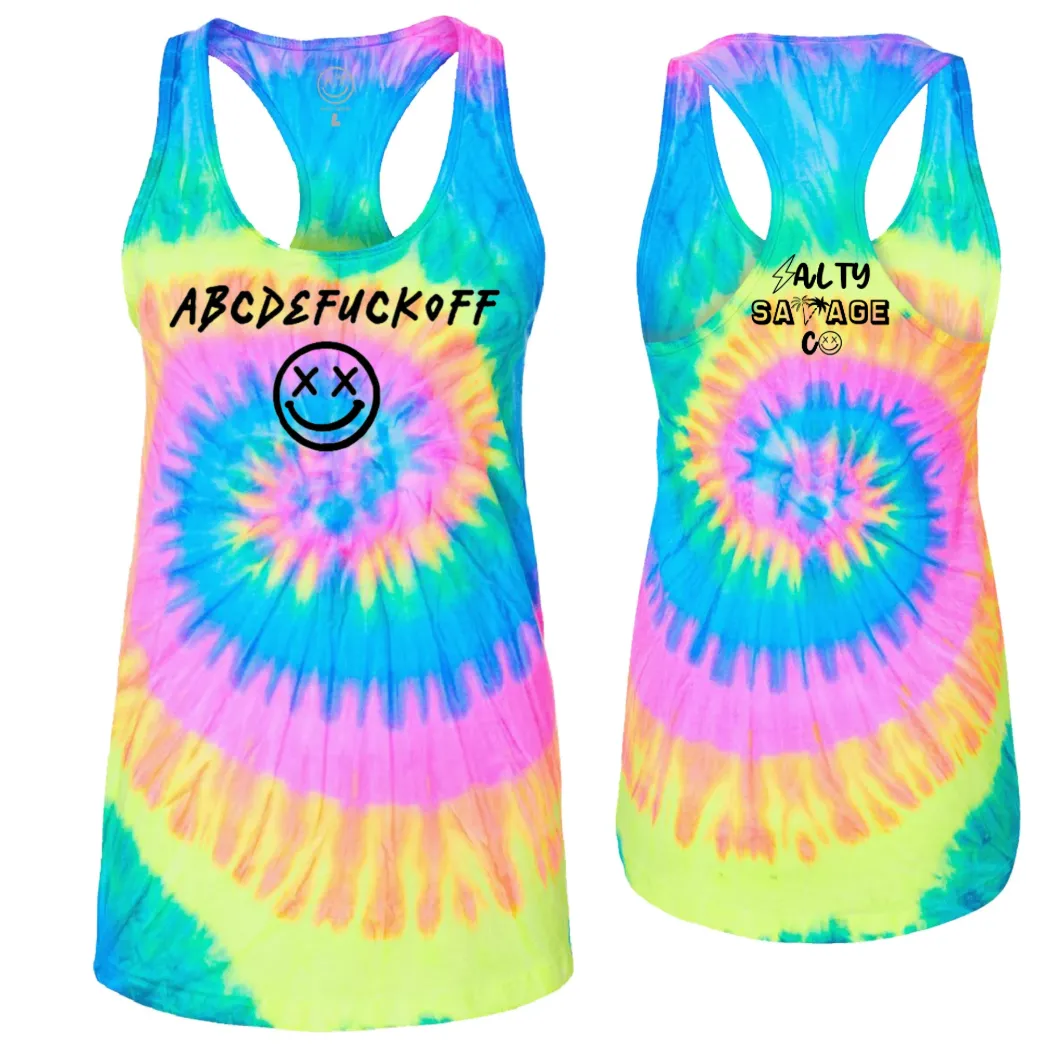 Ladies “ABCDEFUCKOFF” Racerback Tank | Tie Dye