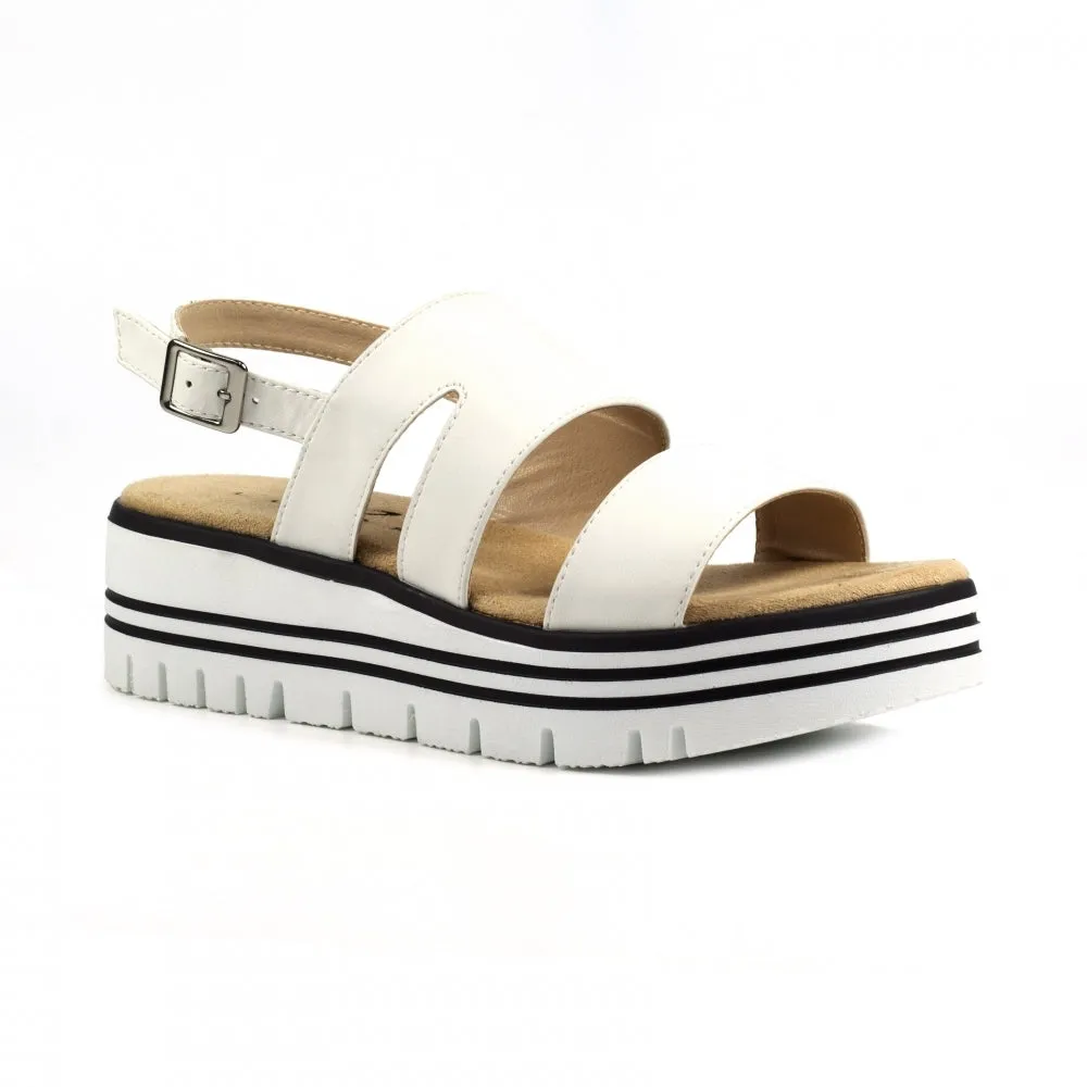 Ladies Lunar Sandal White Chunky Comfort Jocelyn