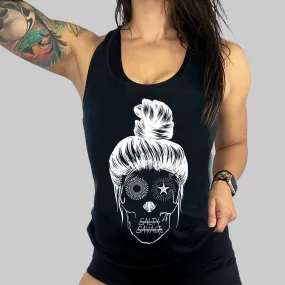 Ladies "Messy Bun Skull" Racerback Tank