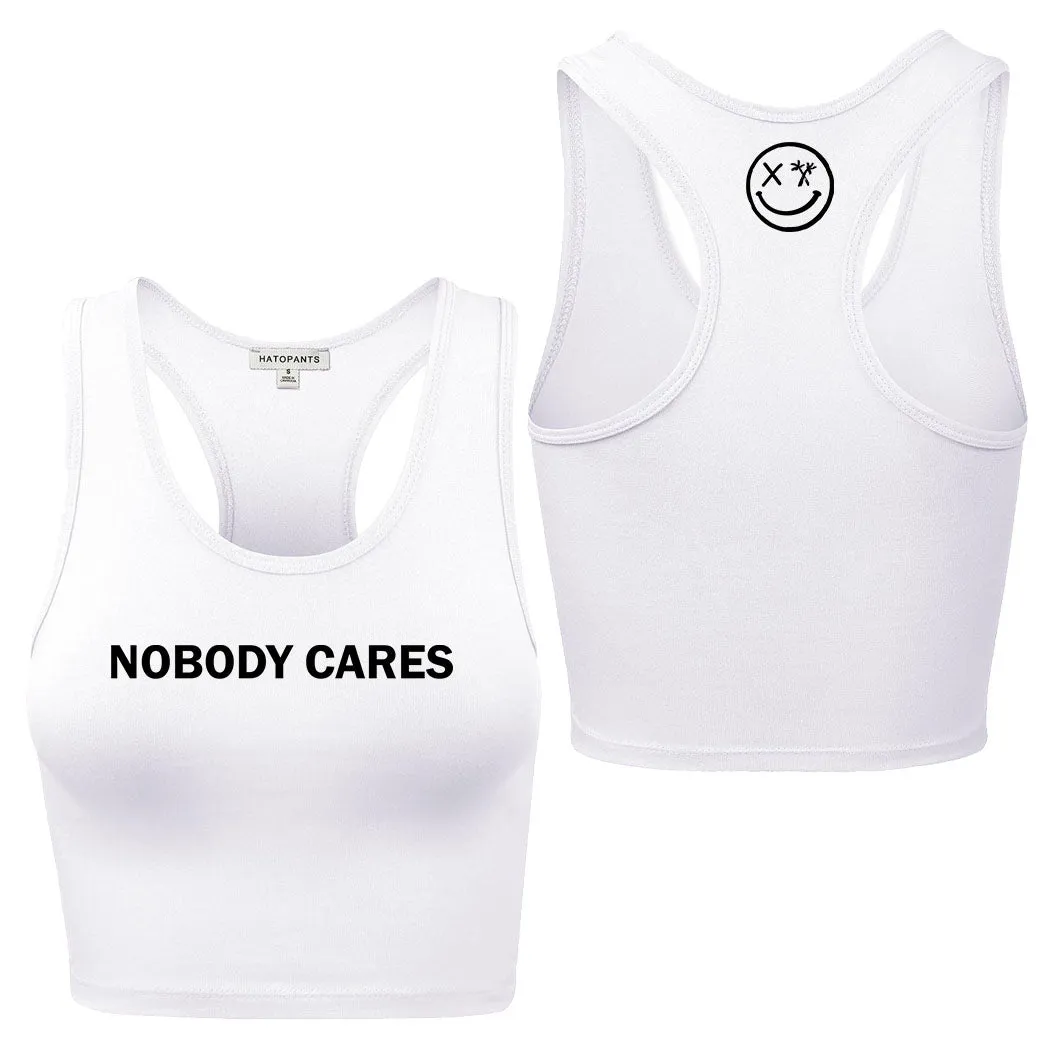 Ladies "Nobody Cares" Racerback Crop Tank