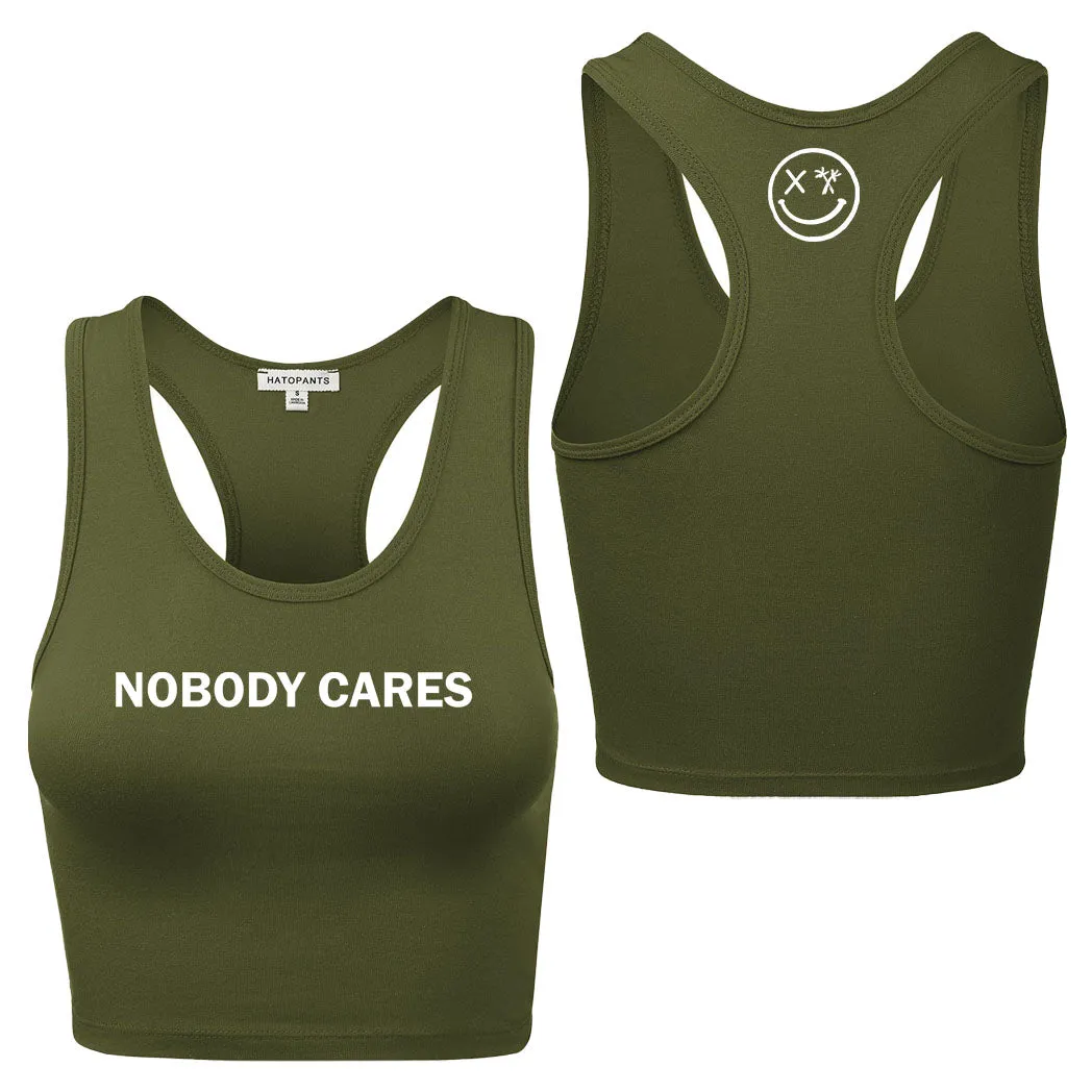 Ladies "Nobody Cares" Racerback Crop Tank