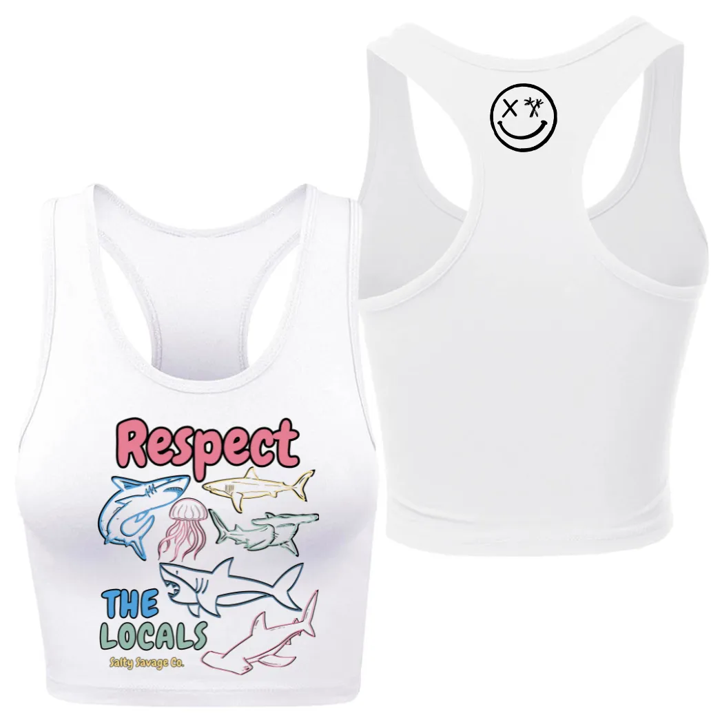 Ladies "Respect the Locals" Racerback Crop Tank