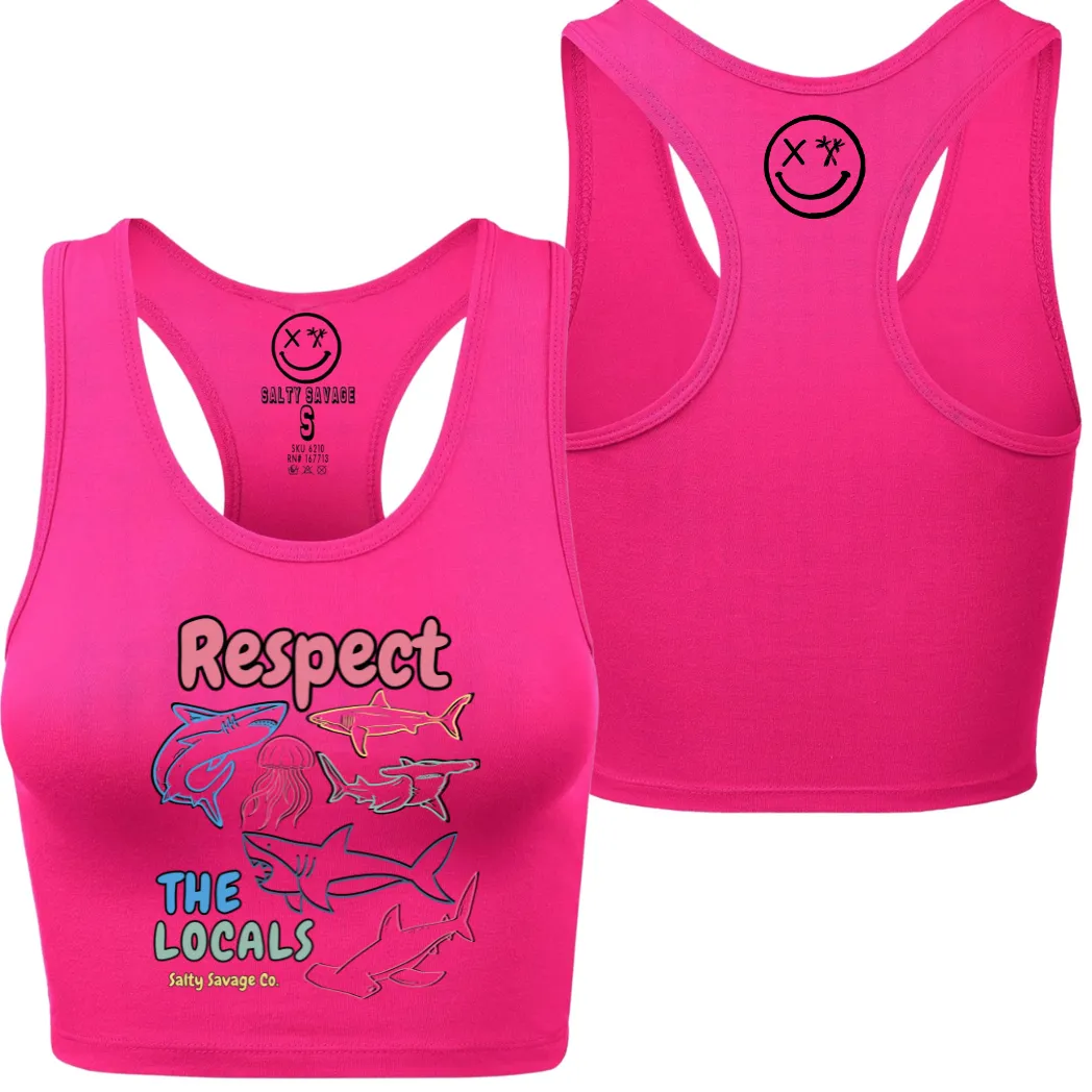 Ladies "Respect the Locals" Racerback Crop Tank