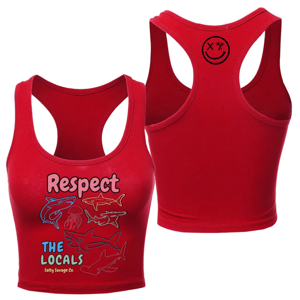 Ladies "Respect the Locals" Racerback Crop Tank