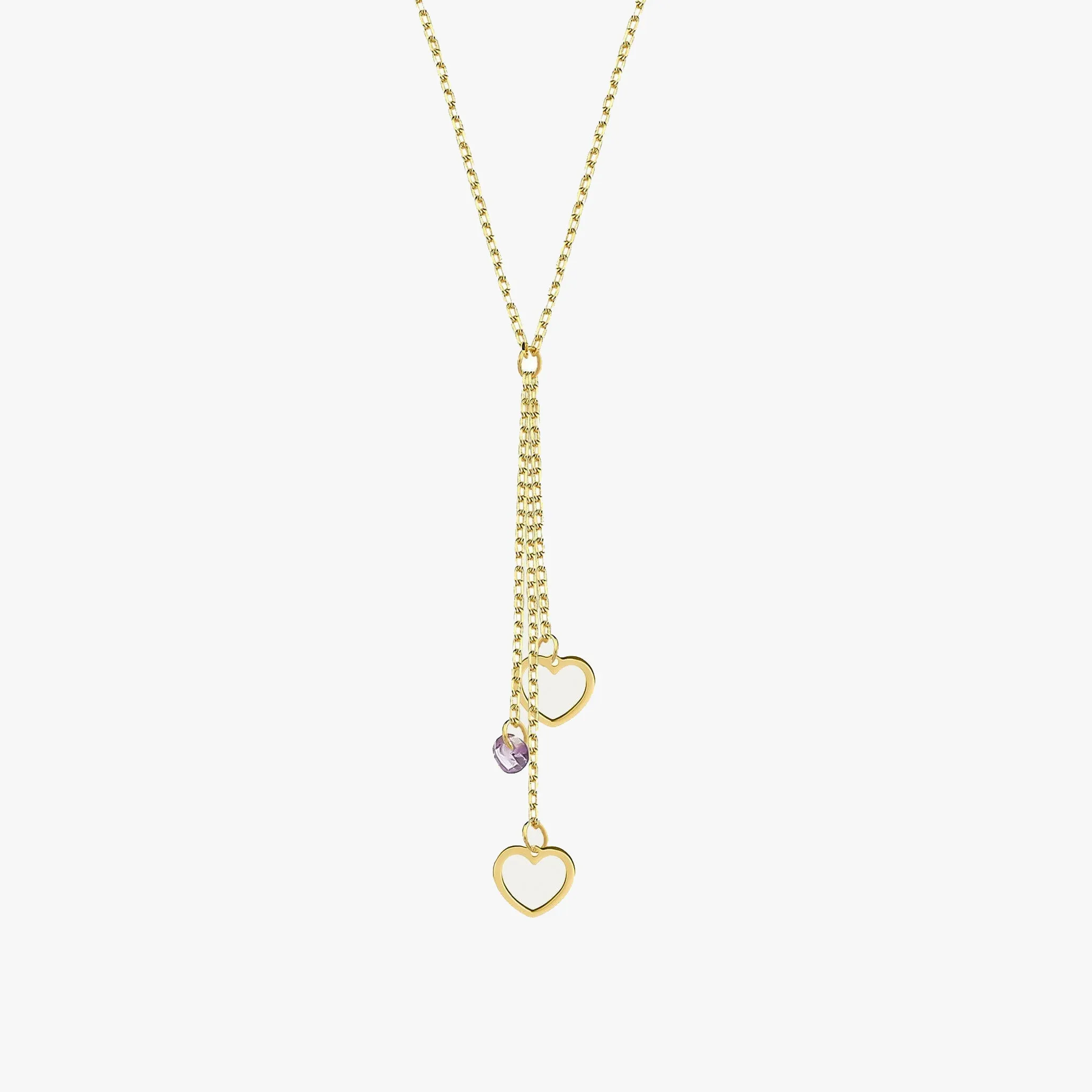 Lariat Heart Necklace | 14K Solid Gold