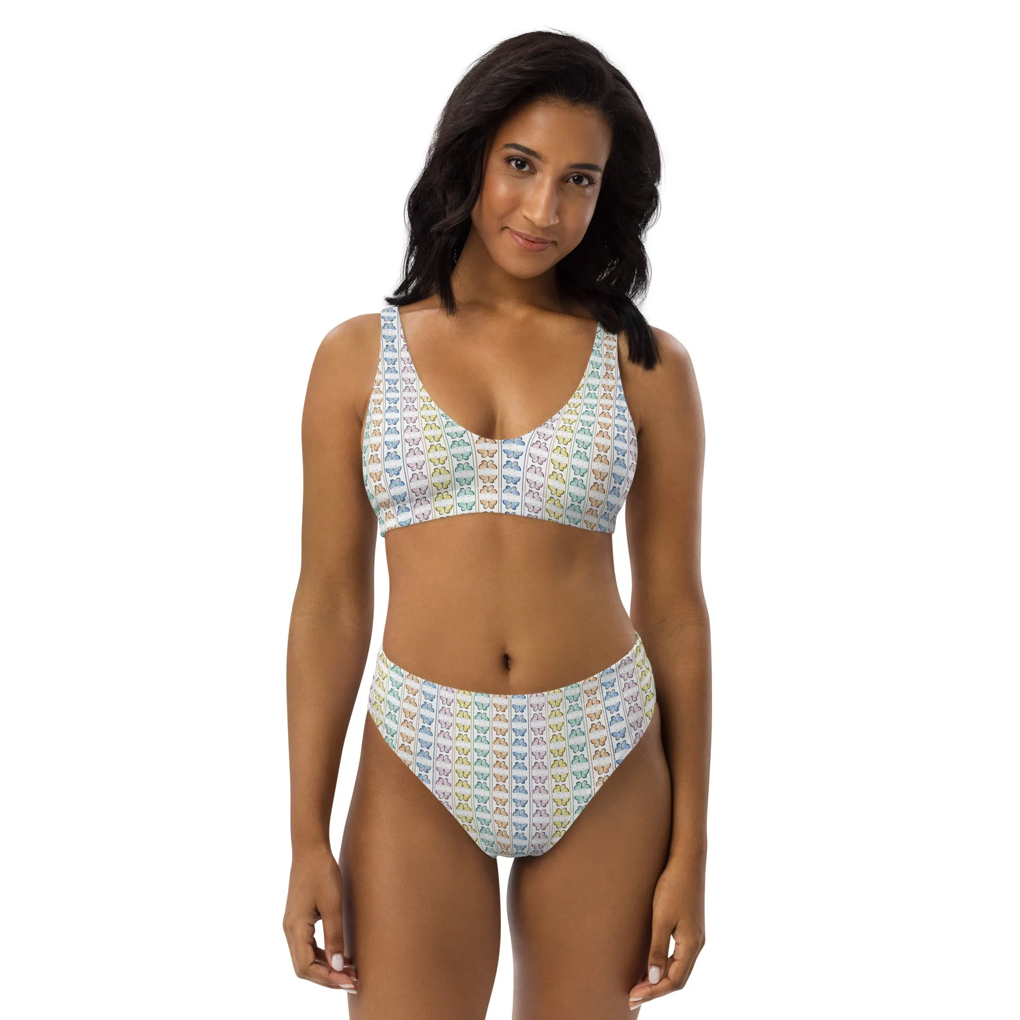 Linear Kaleidoscope Recycled high-waisted bikini