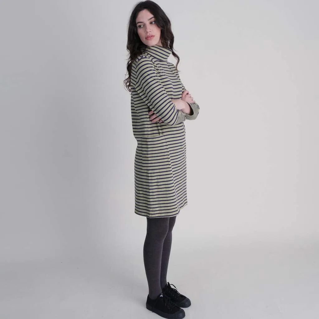 Lola Organic Cotton Turtle Neck Striped Tunic | Green