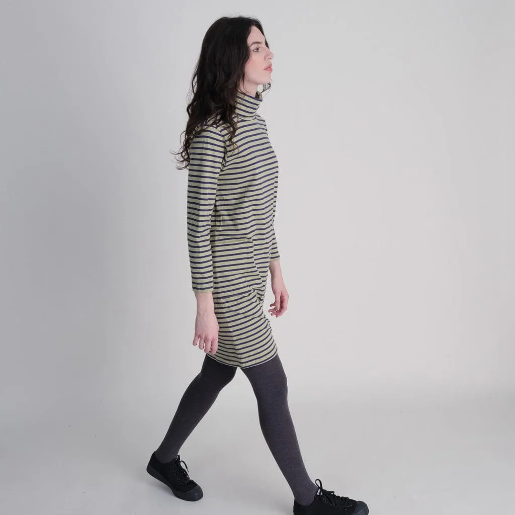 Lola Organic Cotton Turtle Neck Striped Tunic | Green