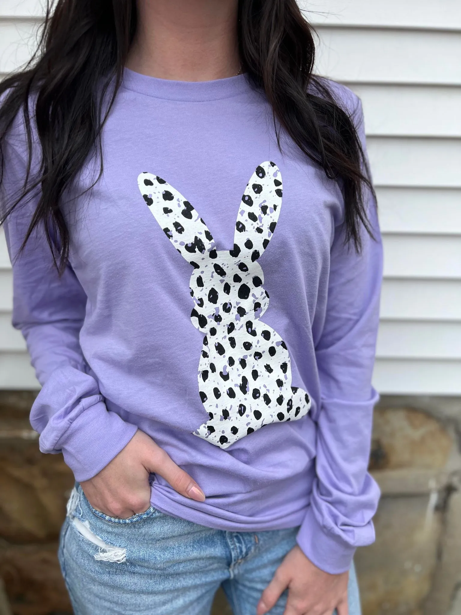 Long Sleeve Dalmatian Print Bunny Tee