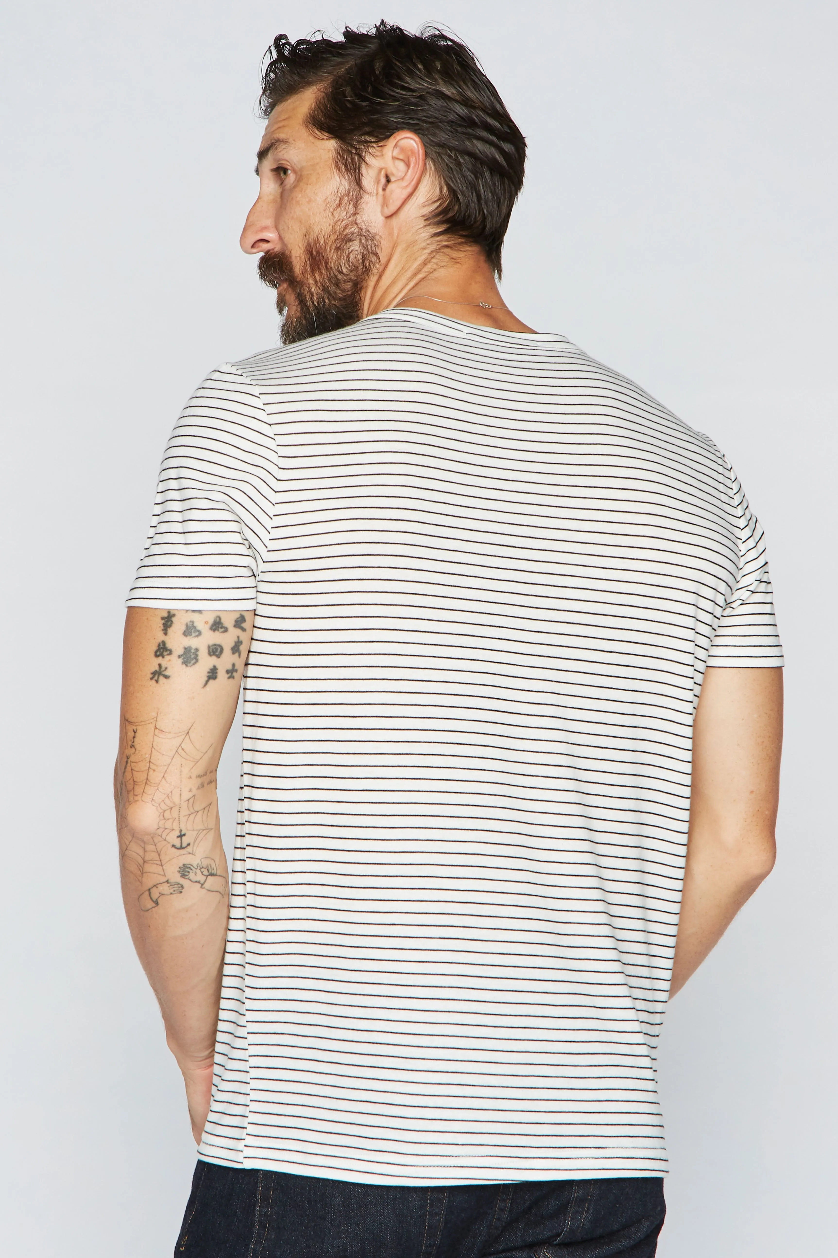 Men's Cross V-Neck Stripe Tee