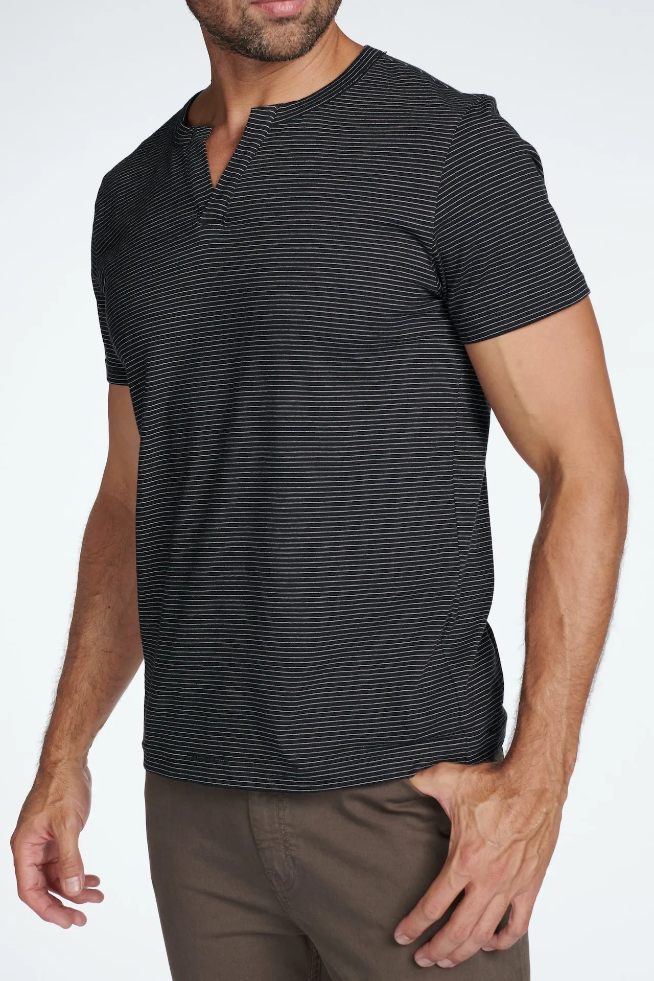 Men's Cross V-Neck Stripe Tee