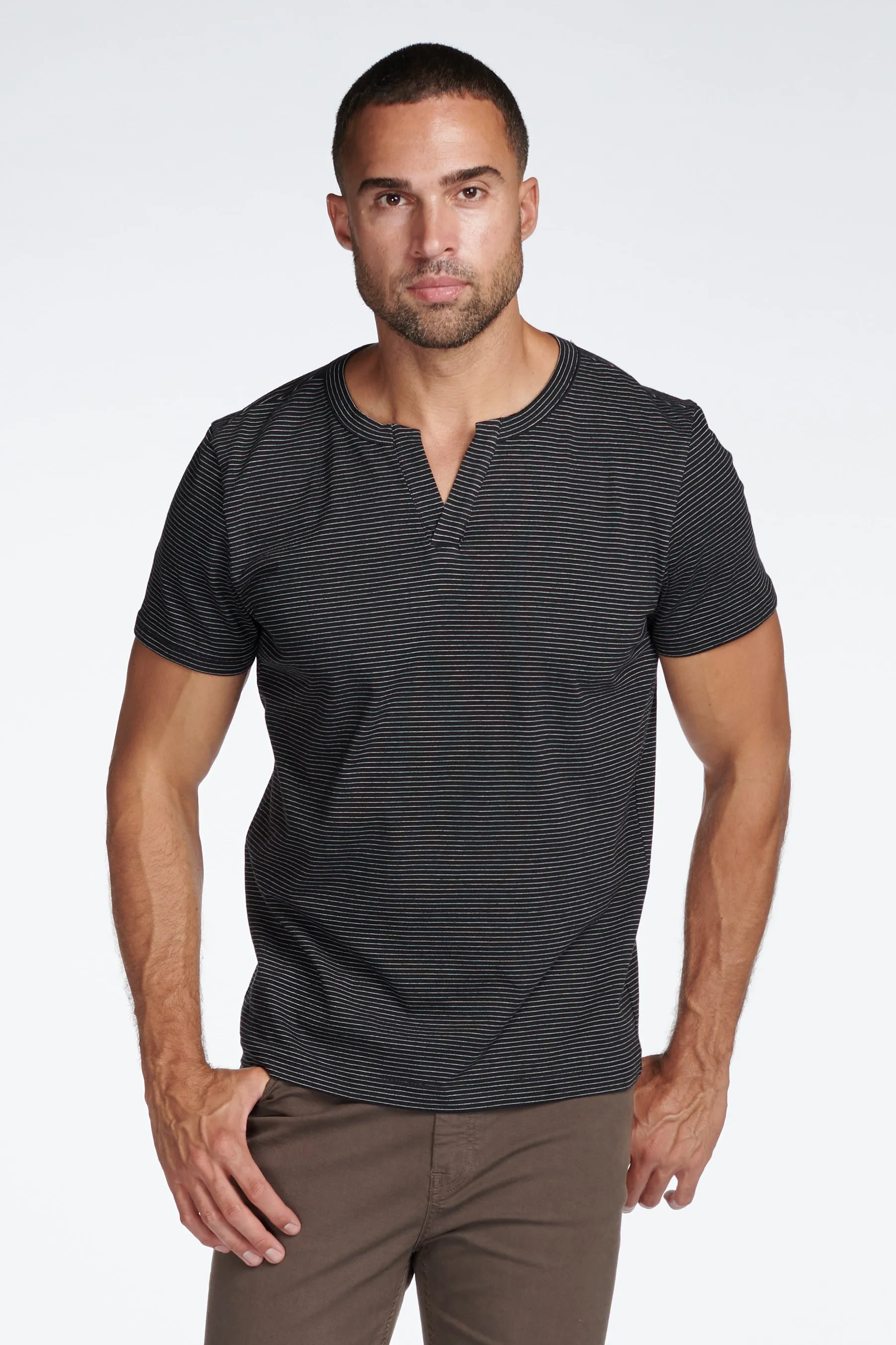 Men's Cross V-Neck Stripe Tee