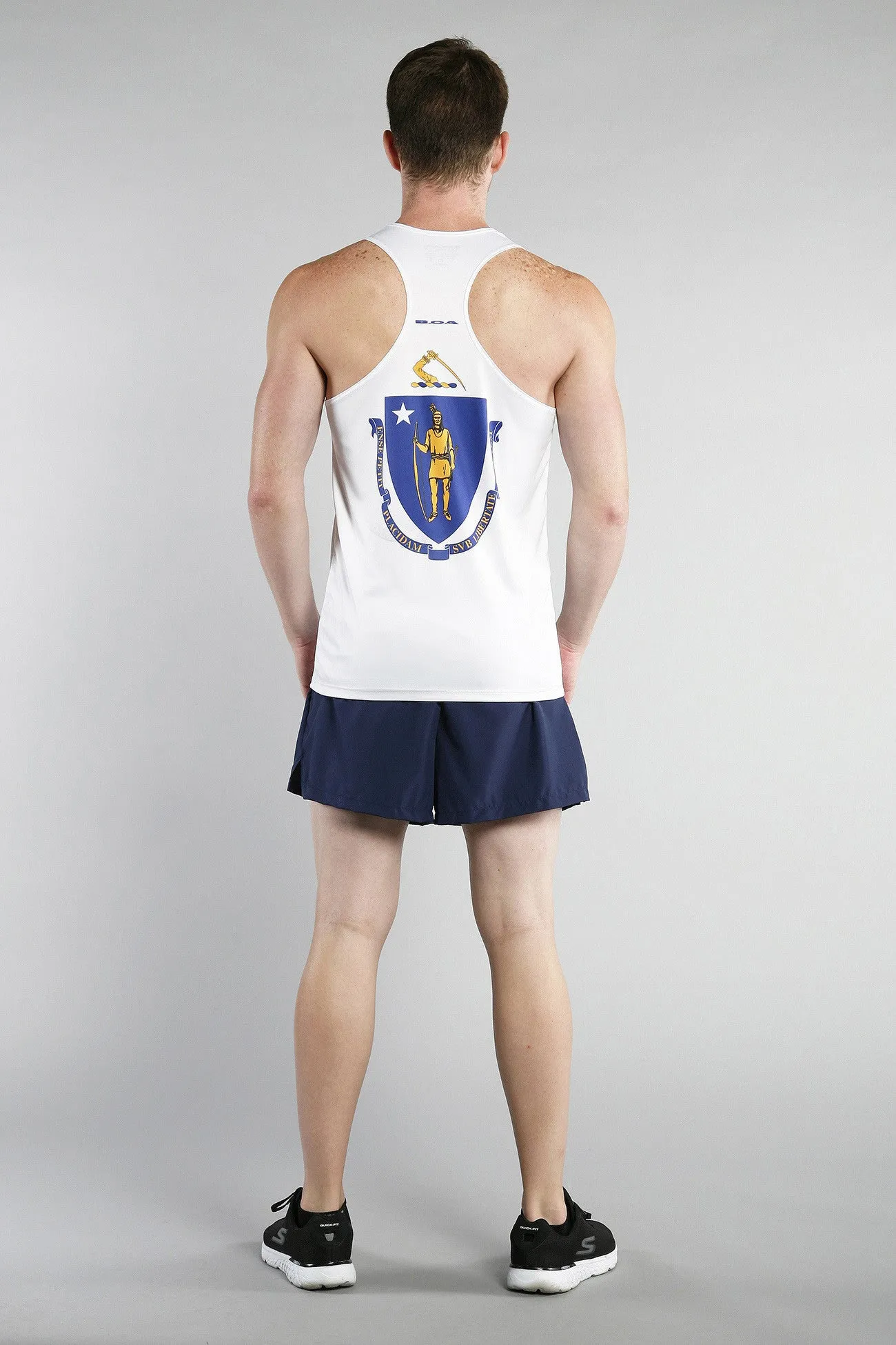 Men's Printed Singlet- Massachusetts