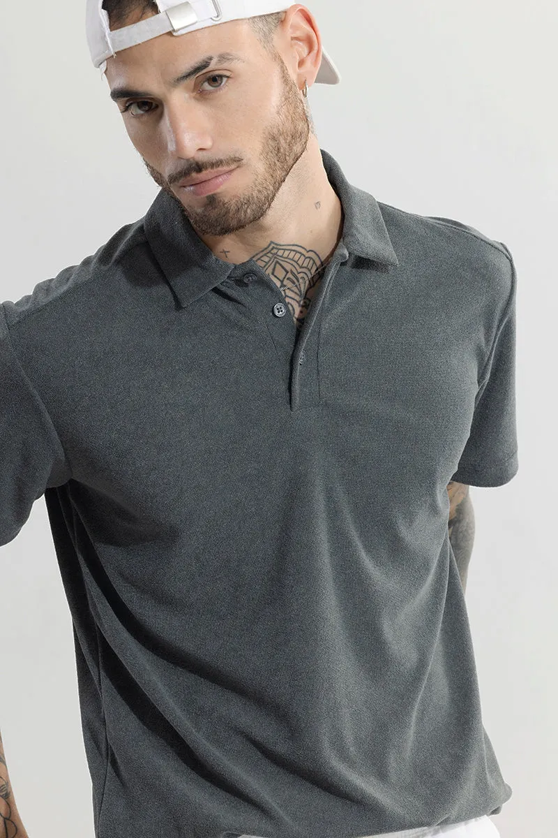 Micro Terry Anchor Grey Polo T-Shirt