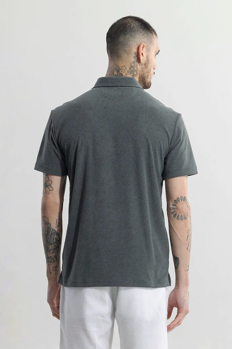 Micro Terry Anchor Grey Polo T-Shirt