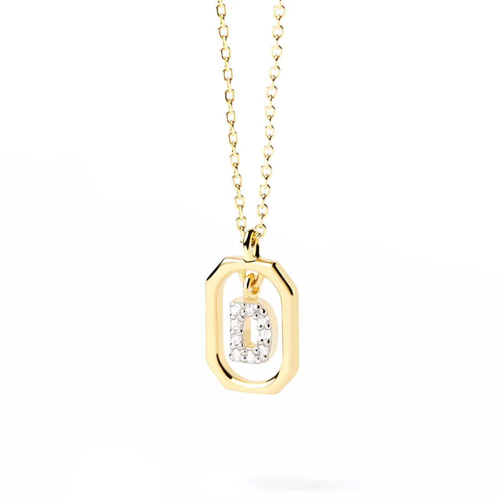 Moissanite Initial D Dangle Pendant Necklace