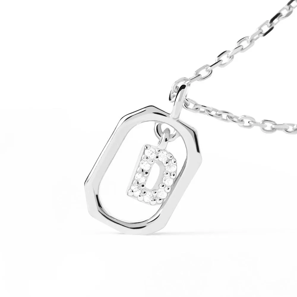 Moissanite Initial D Dangle Pendant Necklace