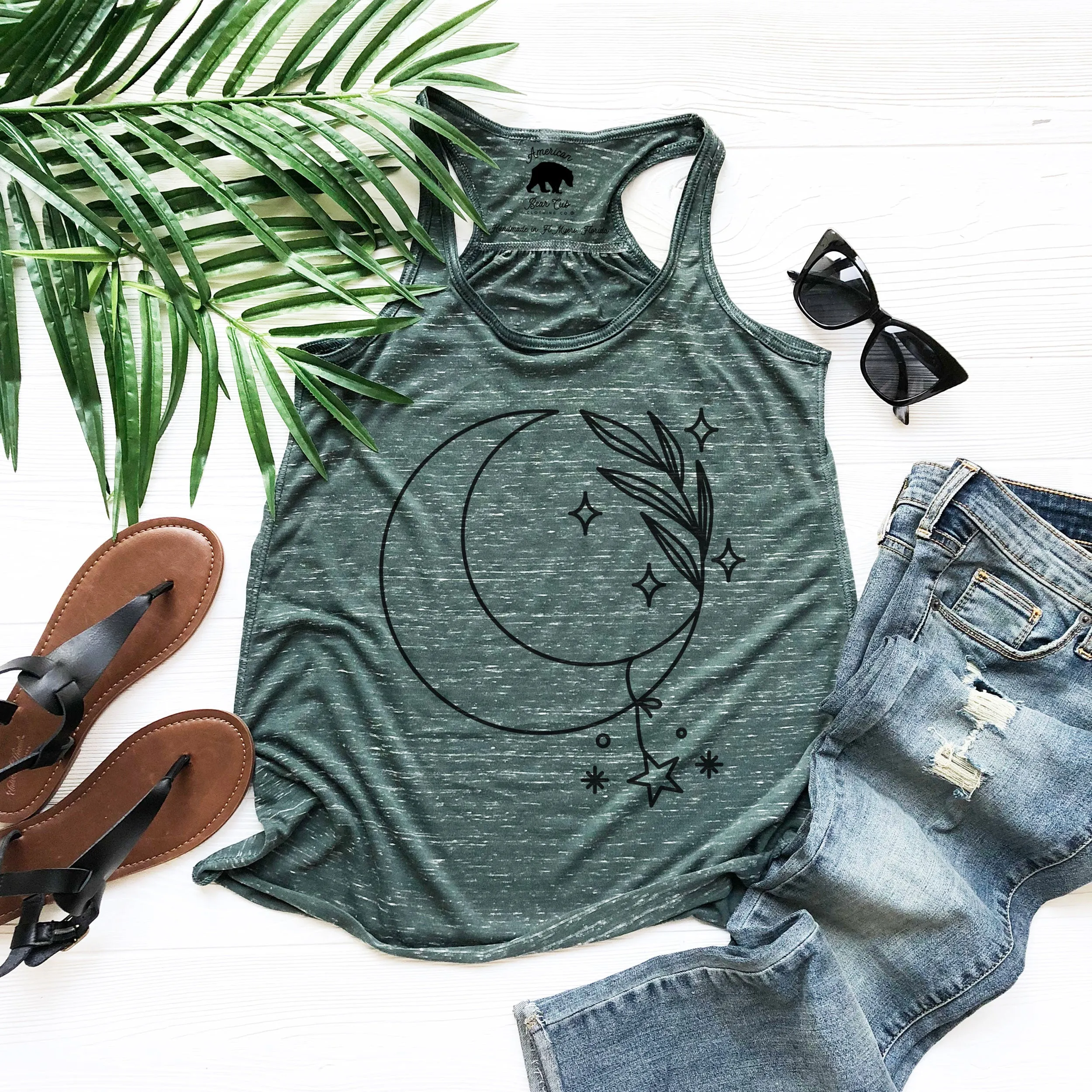 Moon Plant flowy racerback tank tops