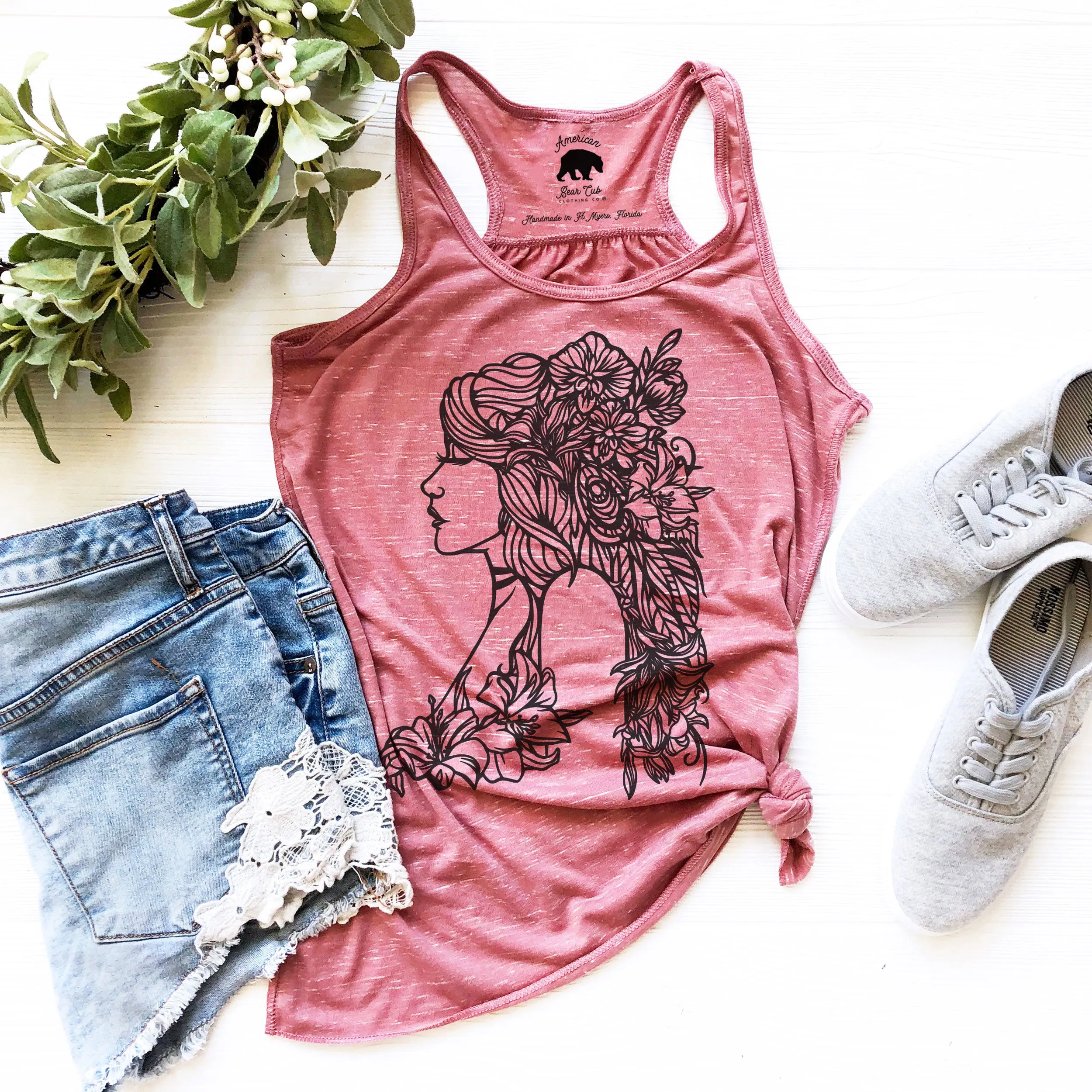 Mother Earth flowy racerback tank tops