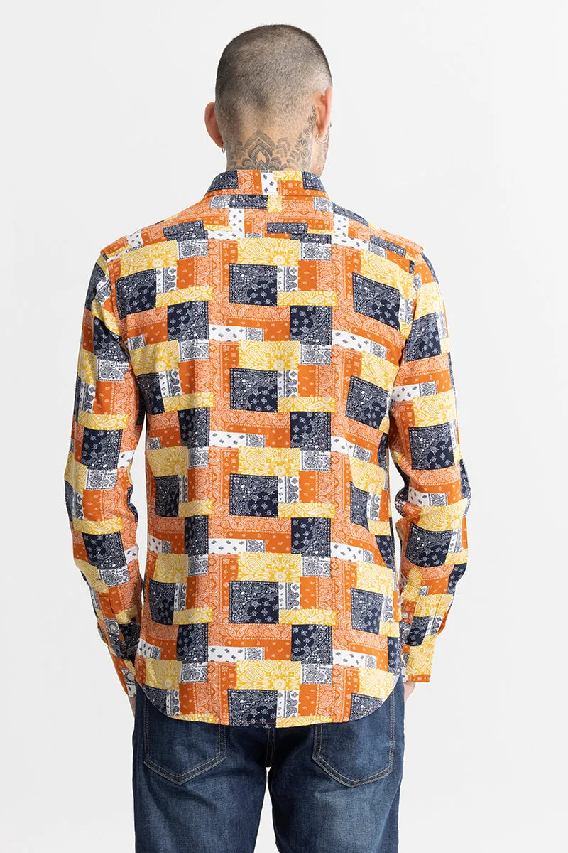 Multi Mosaic Motif Orange Shirt