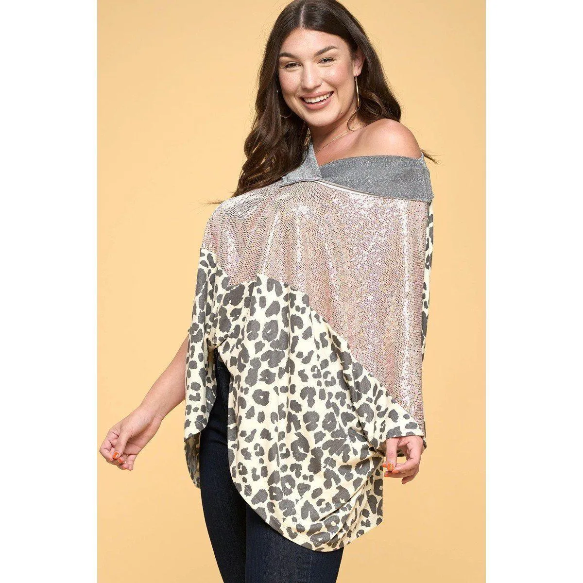 Multi Print Oversized V-neckline