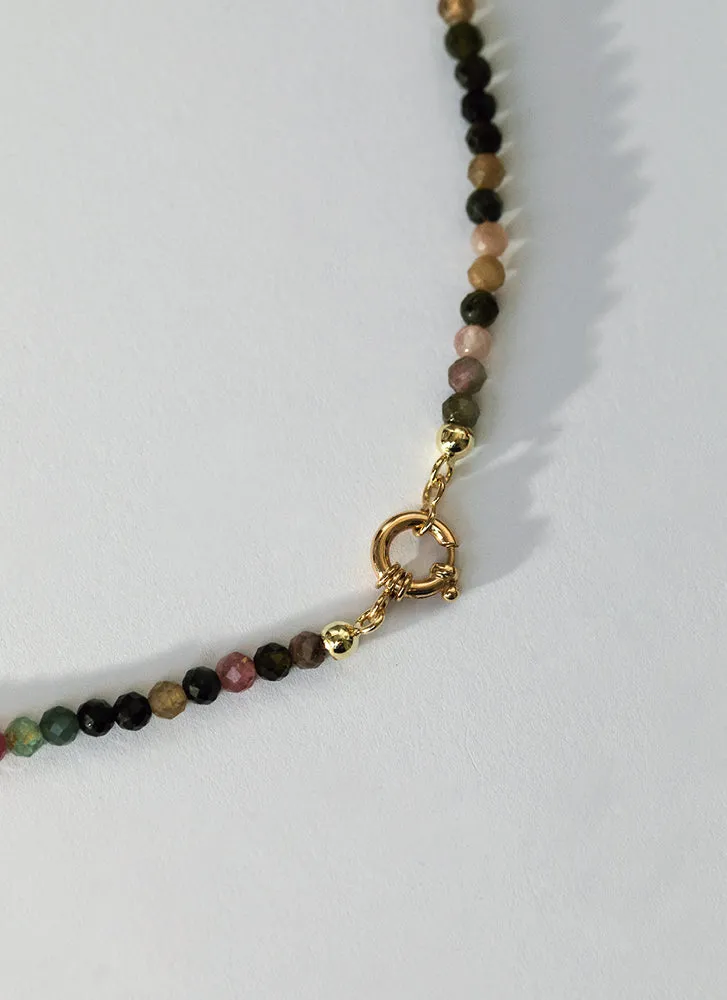 Nala tourmaline necklace with front lock 14k gold