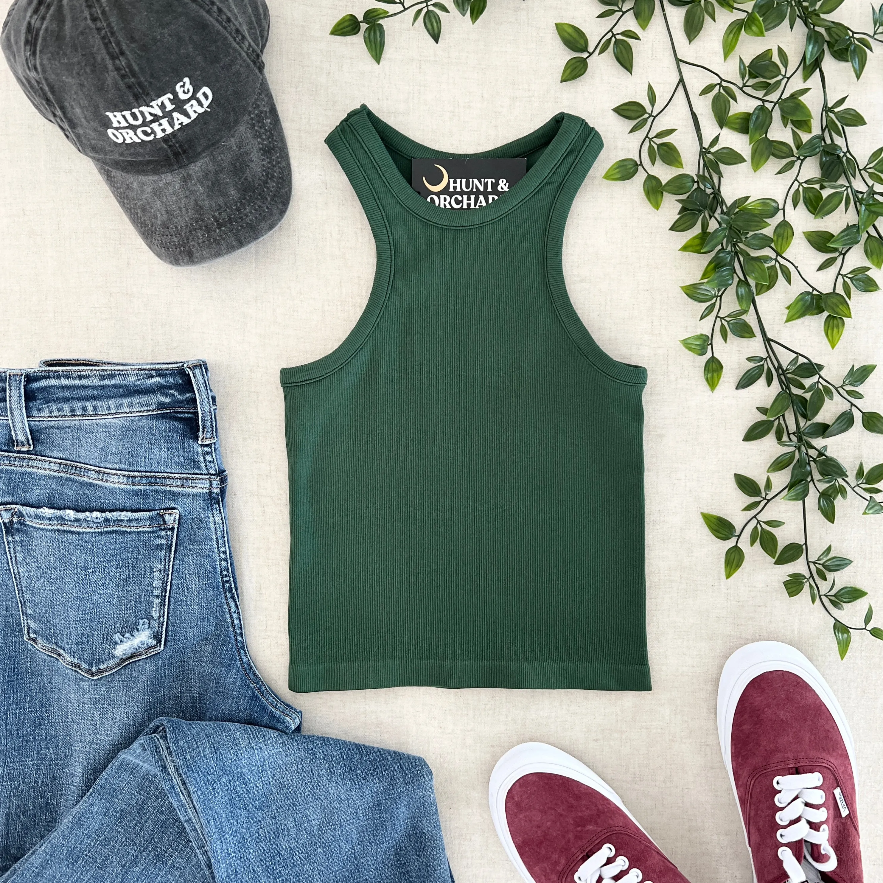 Palmer Ribbed Crop Tank - Olive