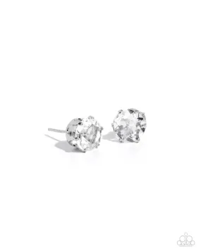 Paparazzi Breathtaking Birthstone White April 396TY Post Earrings