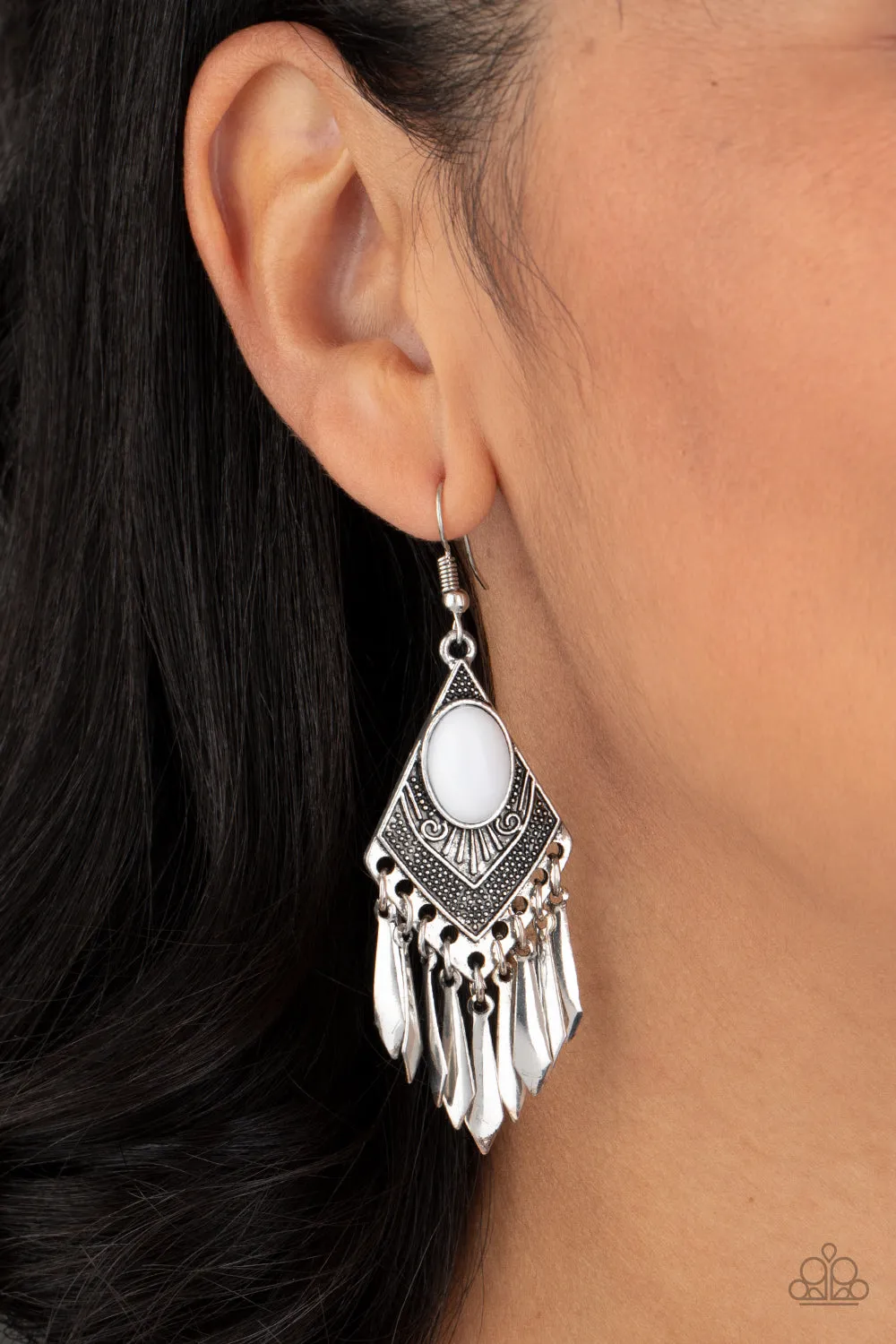 Paparazzi Earring ~ Mostly Monte-ZUMBA - White