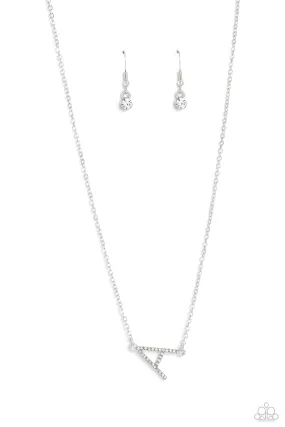 Paparazzi INITIALLY Yours A - White Necklace & Earring Set