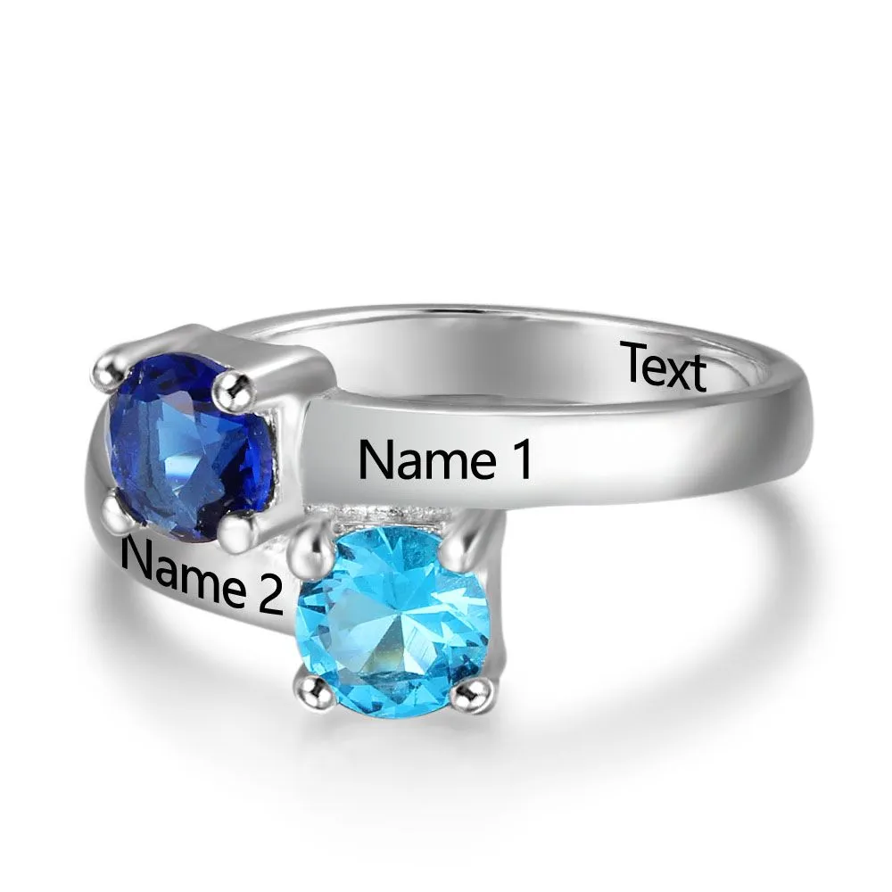 Personalized Mother's Ring 2 Stone 2 Names True Love