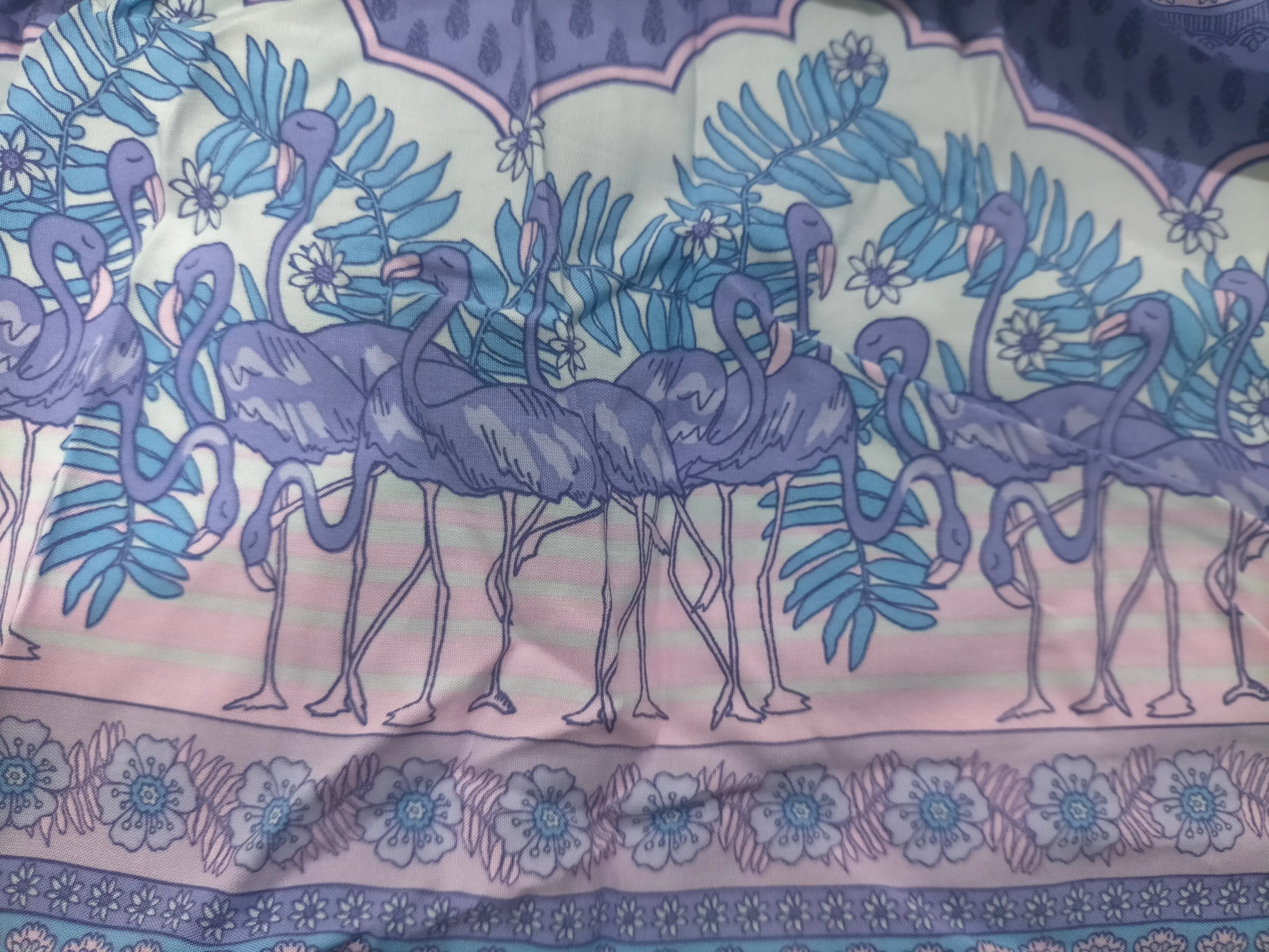 Pia Tunic Top Blue Flamingo Print