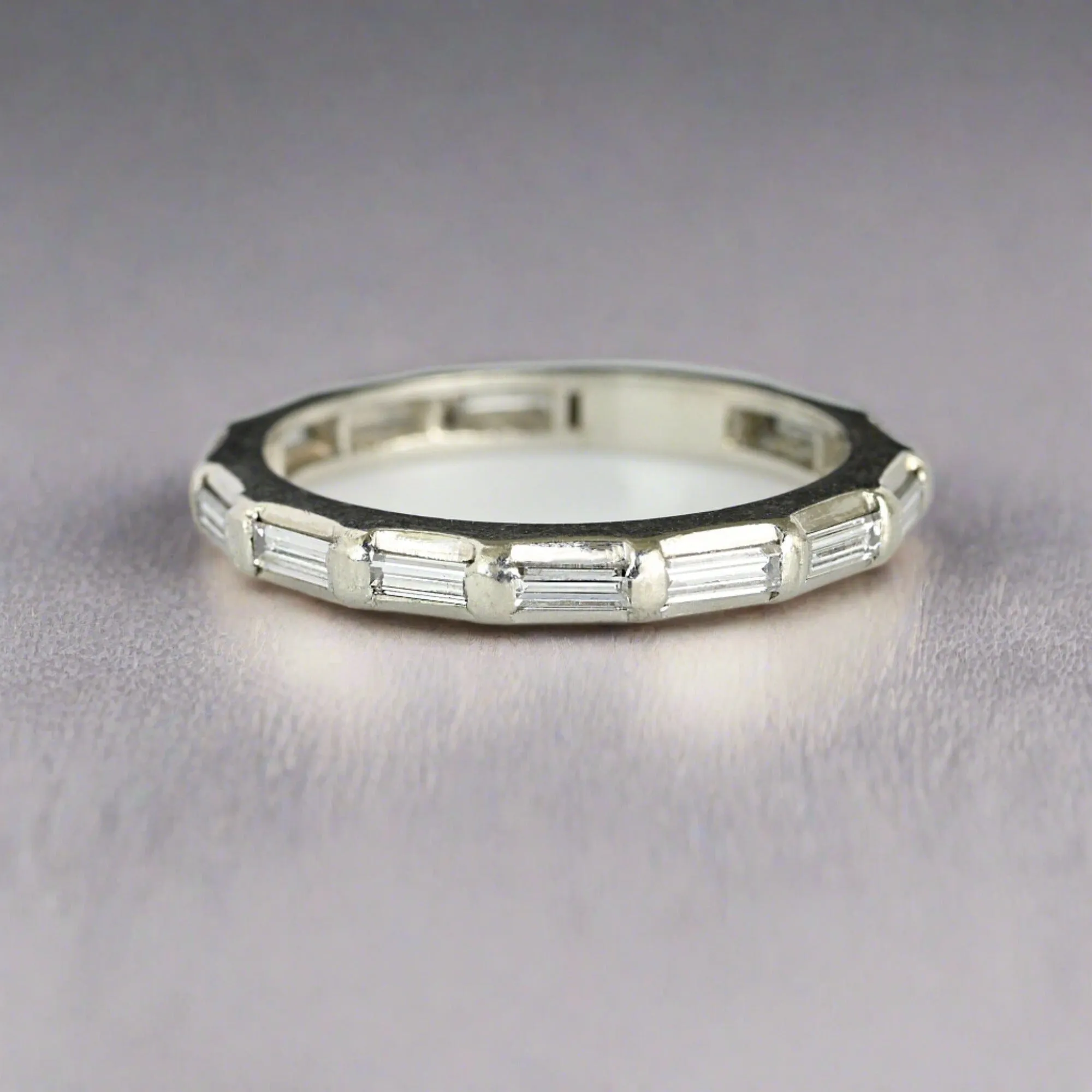 Platinum .75 CTW Baguette Diamond Wedding Band Ring