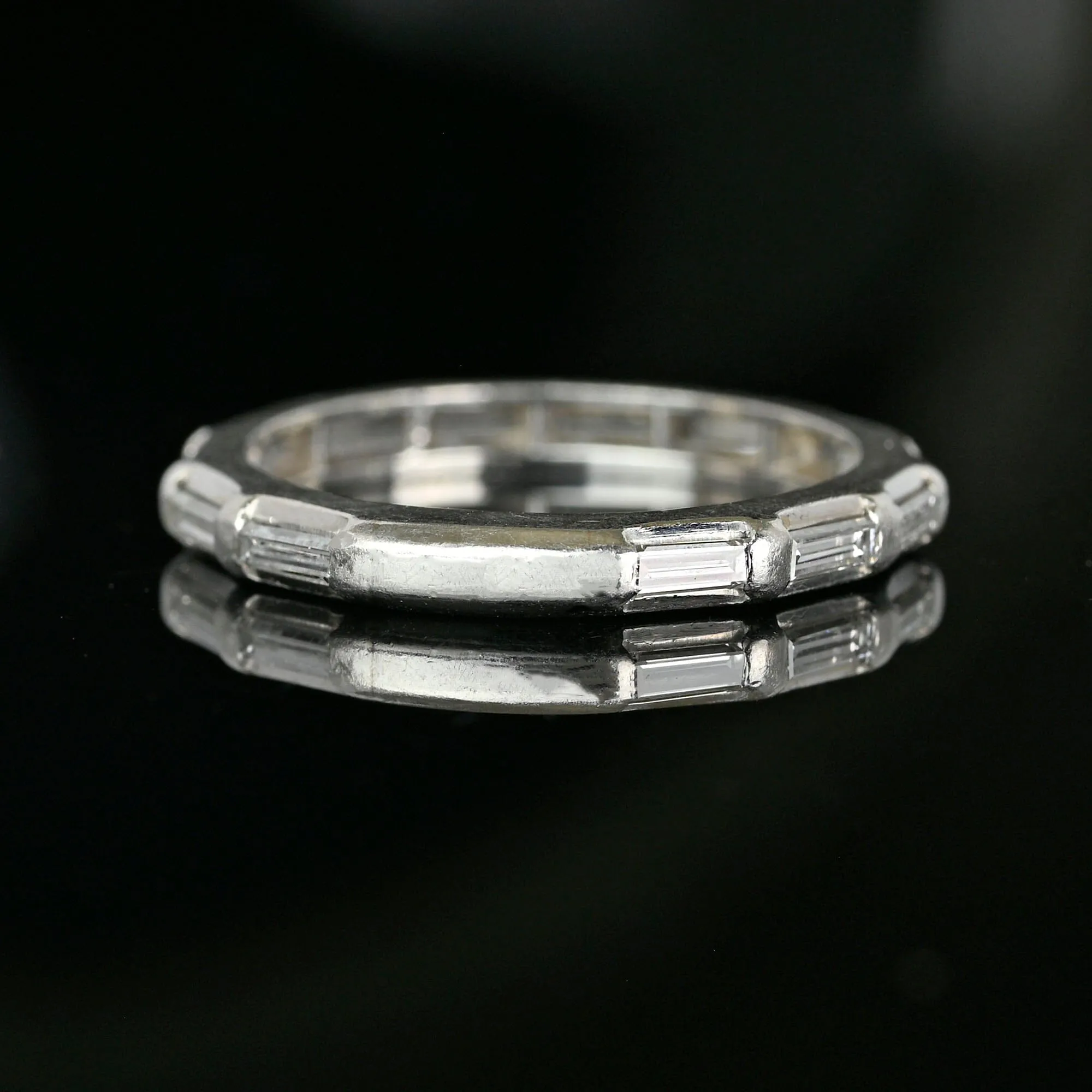 Platinum .75 CTW Baguette Diamond Wedding Band Ring