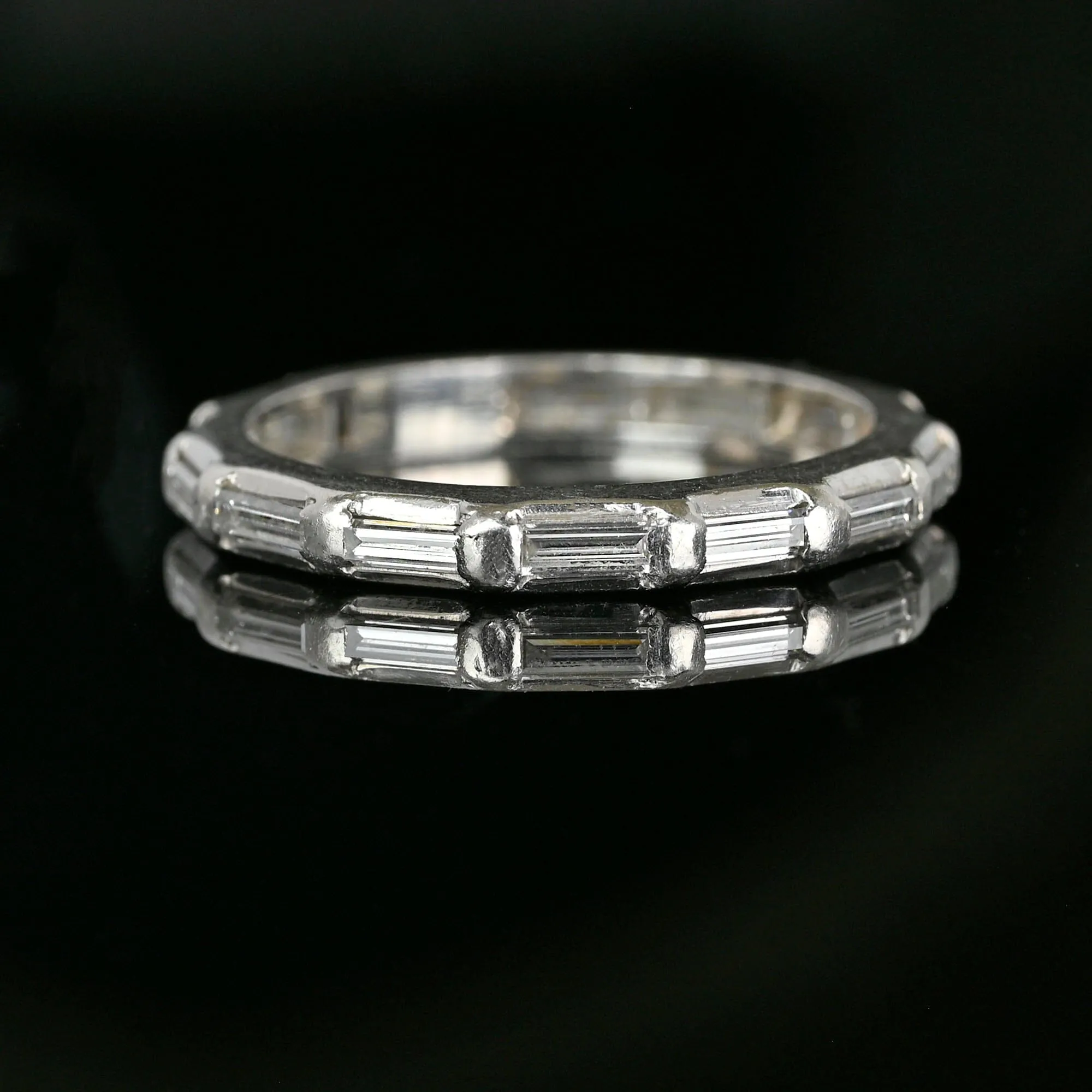 Platinum .75 CTW Baguette Diamond Wedding Band Ring